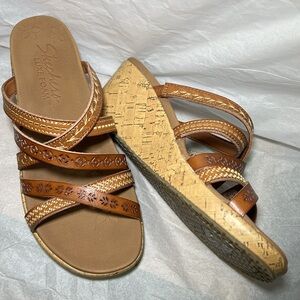 Skechers Brown Strappy Wedge Sandals